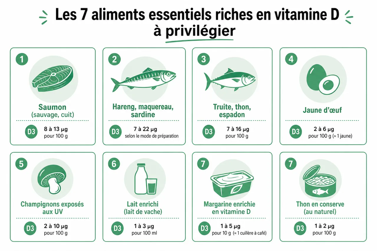 7 aliments essentiels pour augmenter votre vitamine D et renforcer votre immunité , Les 7 aliments essentiels riches en vitamine D à privilégier