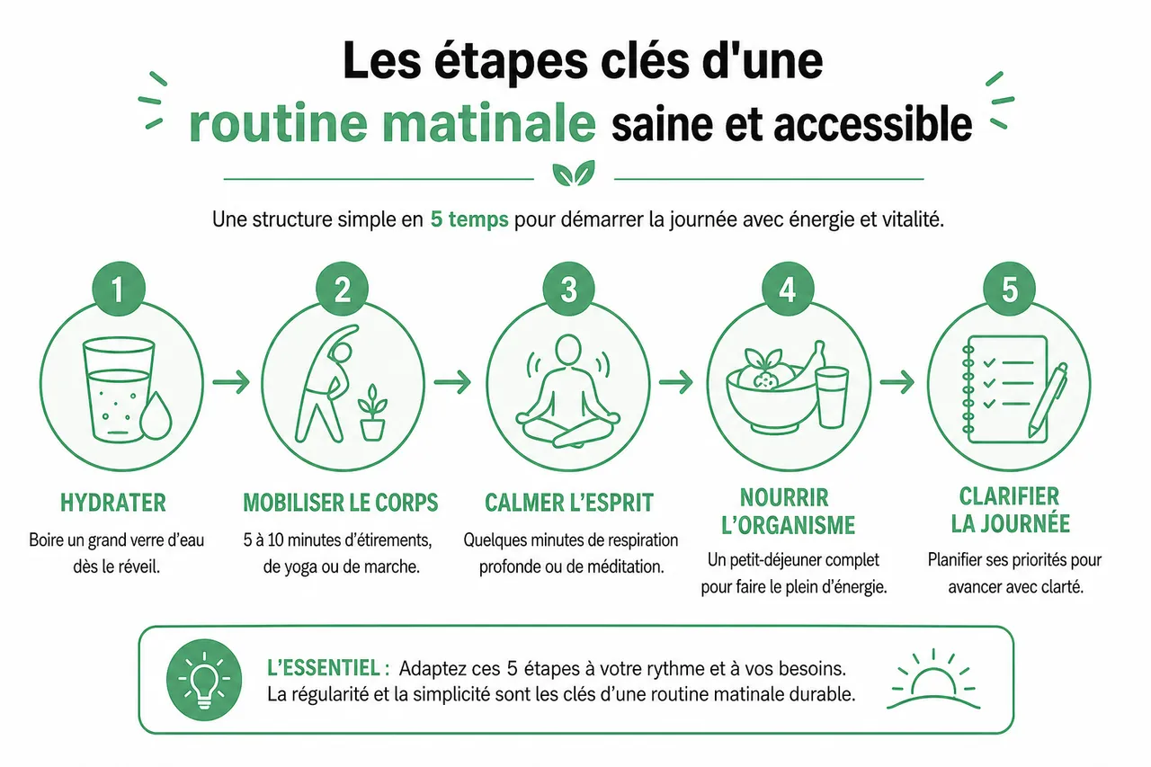 5 habitudes matinales pour démarrer la journée avec énergie et vitalité , Les étapes clés d'une routine matinale saine et accessible