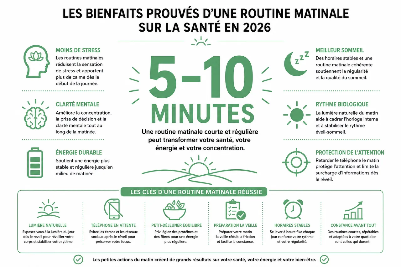 5 habitudes matinales pour démarrer la journée avec énergie et vitalité , Les bienfaits prouvés d'une routine matinale sur la santé en 2026