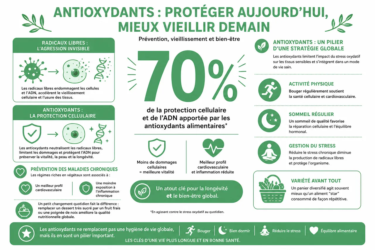 Les antioxydants dans l’alimentation: comment en profiter pour mieux vieillir en 2026 , Bienfaits des antioxydants: prévention, vieillissement et bien-être