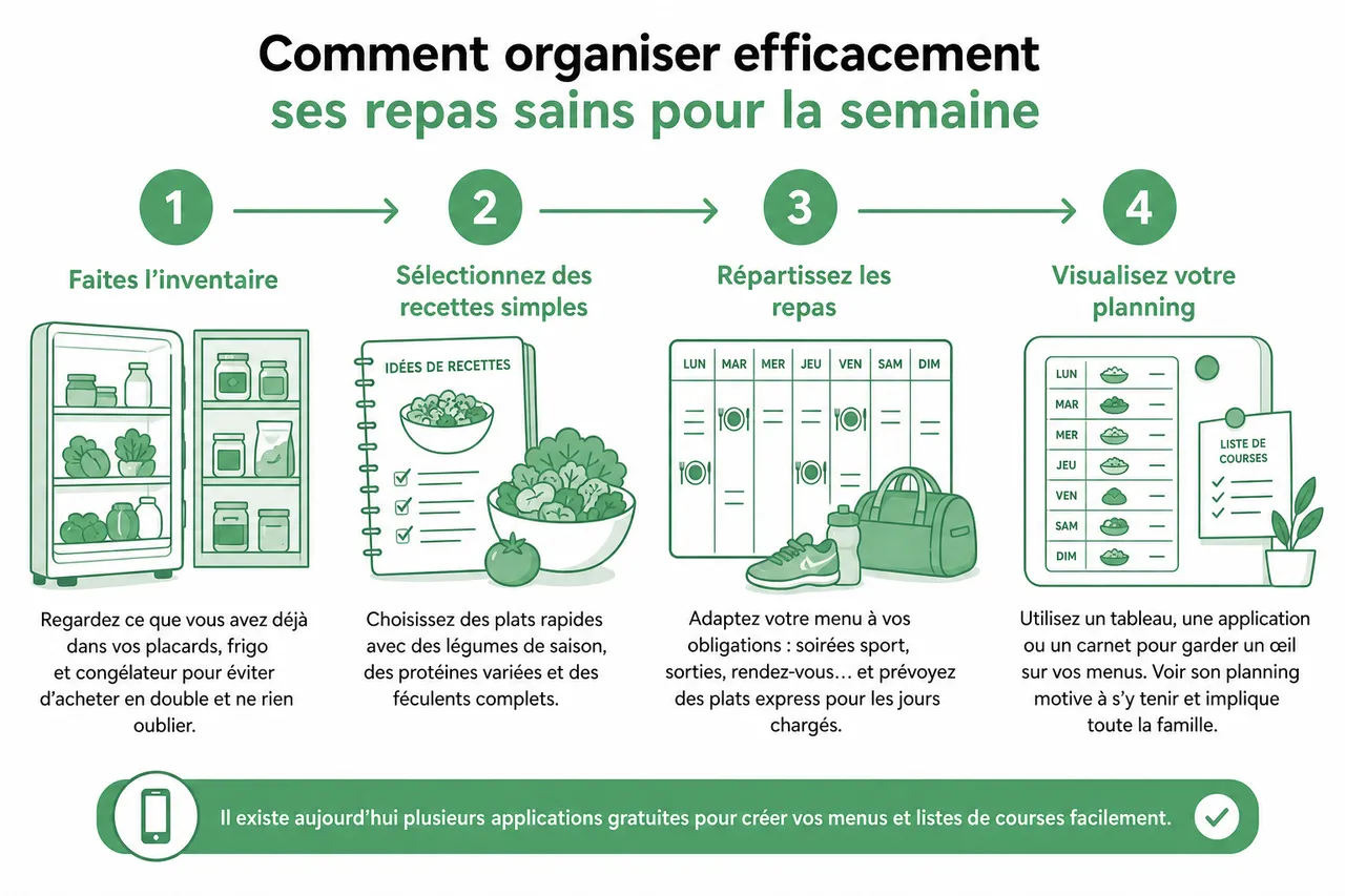 Planifier ses repas sains pour la semaine quand on manque de temps en 2026 , Comment organiser efficacement ses repas sains pour la semaine