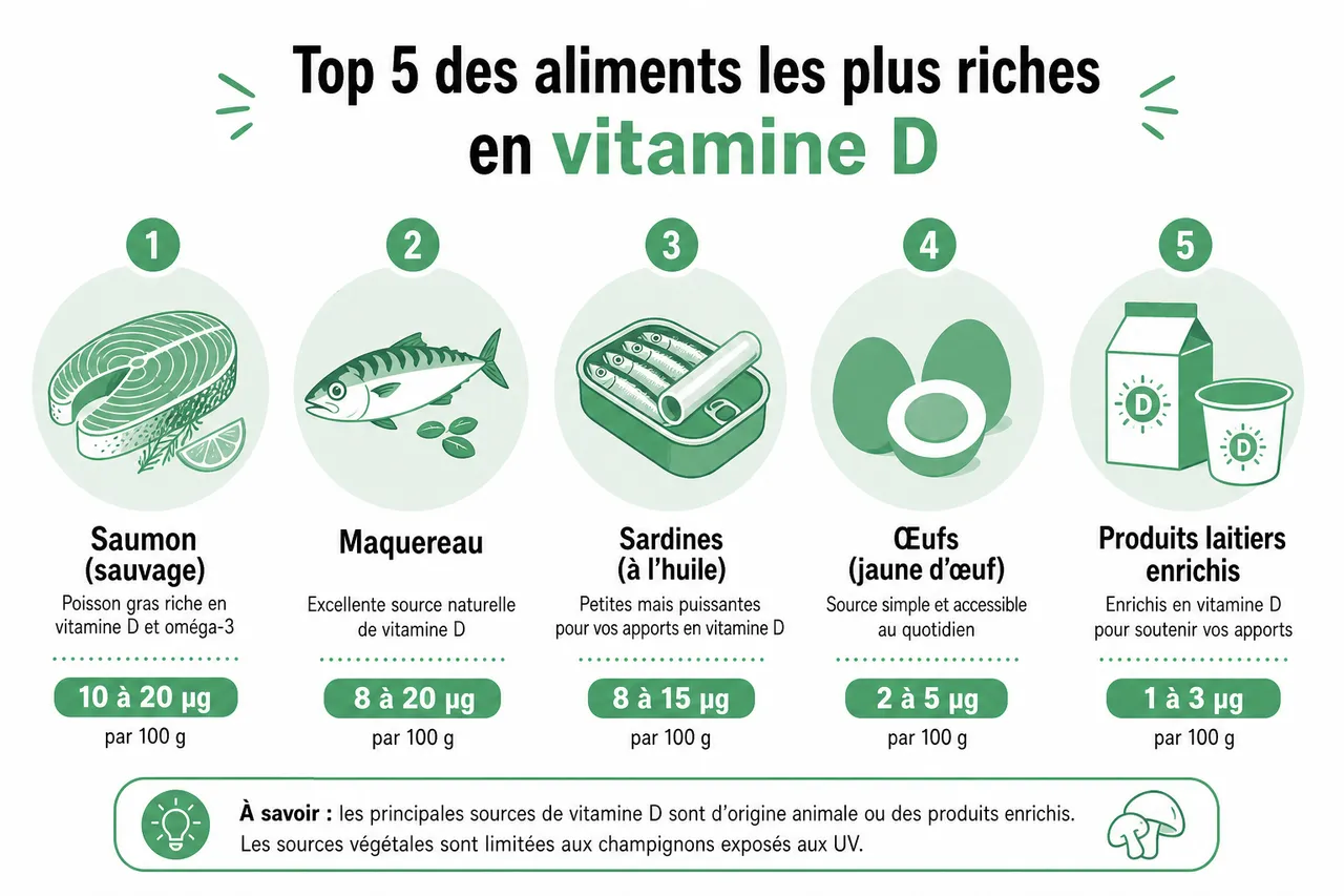 5 aliments riches en vitamine D pour soutenir votre santé (et éviter les carences silencieuses) , Top 5 des aliments les plus riches en vitamine D