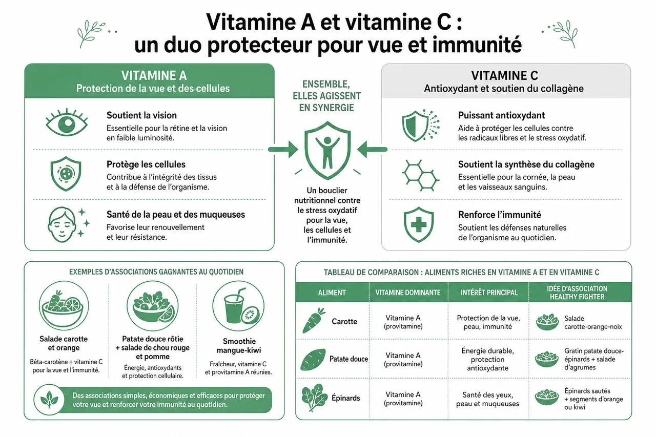 Vitamine A et C dans les aliments: comment votre assiette protège votre vue et votre immunité , Vitamine A et vitamine C: un duo protecteur pour vue et immunité