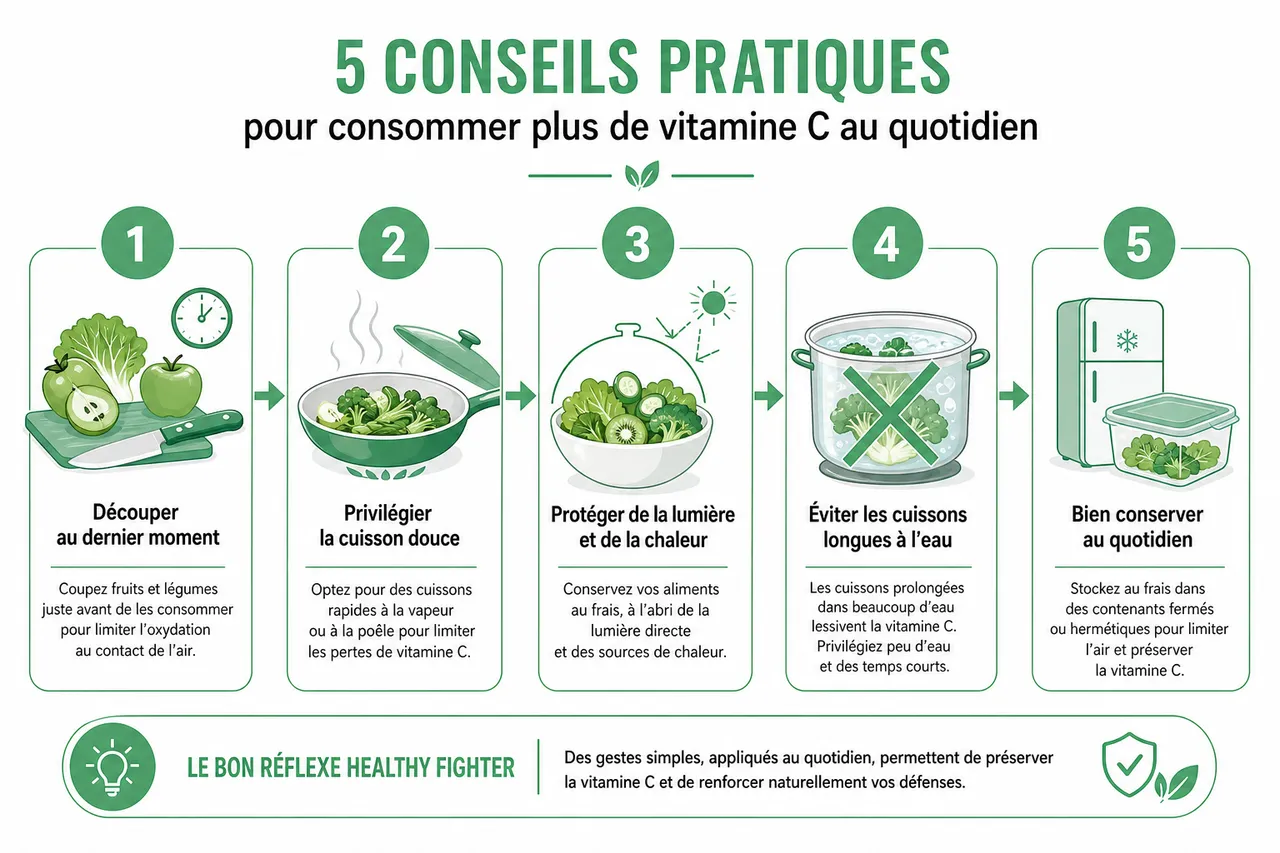 Aliments riches en vitamine C: 7 sources naturelles pour renforcer vos défenses , Conseils pratiques pour consommer plus de vitamine C au quotidien