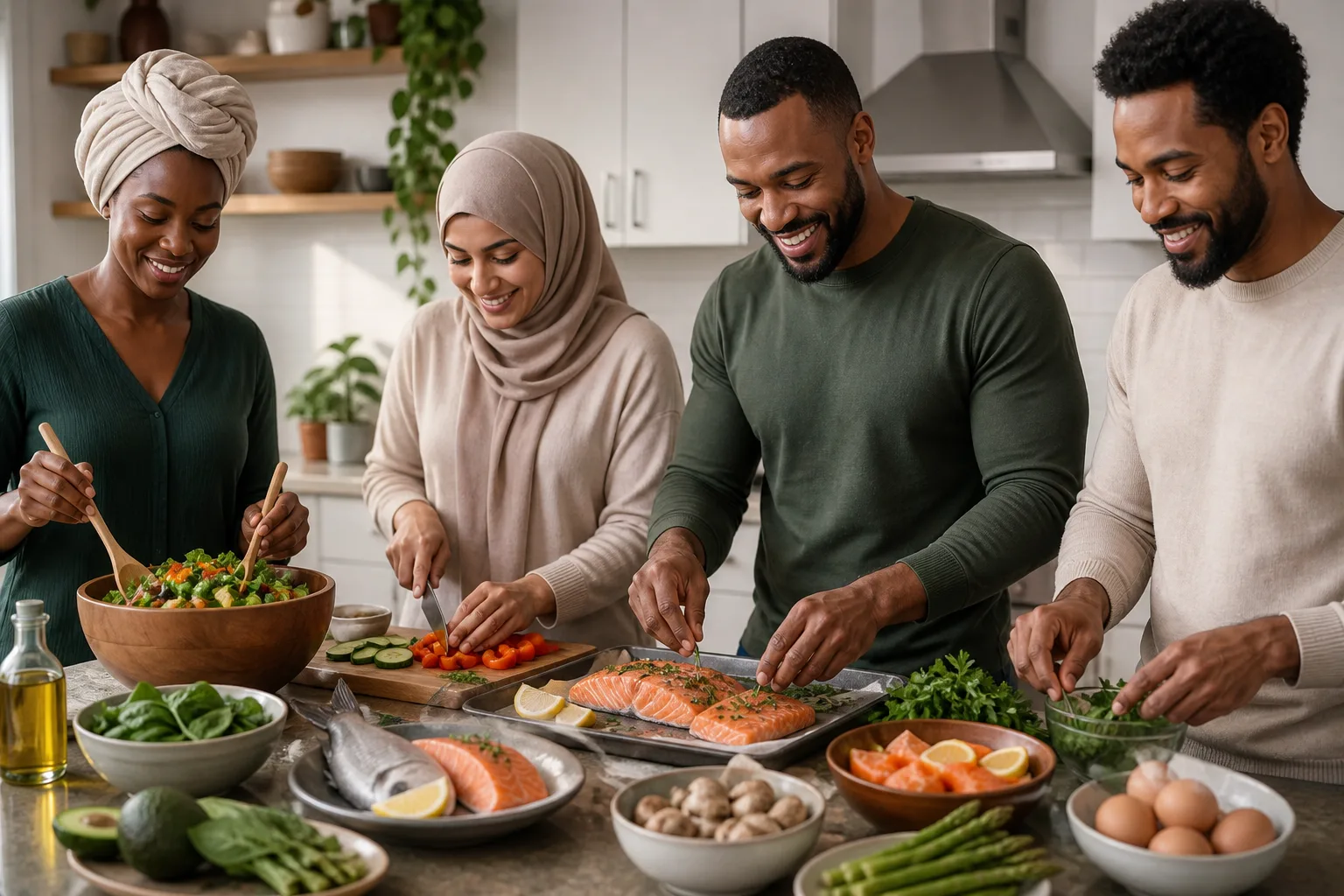Aliments riches en vitamine D avec poissons et champignons frais