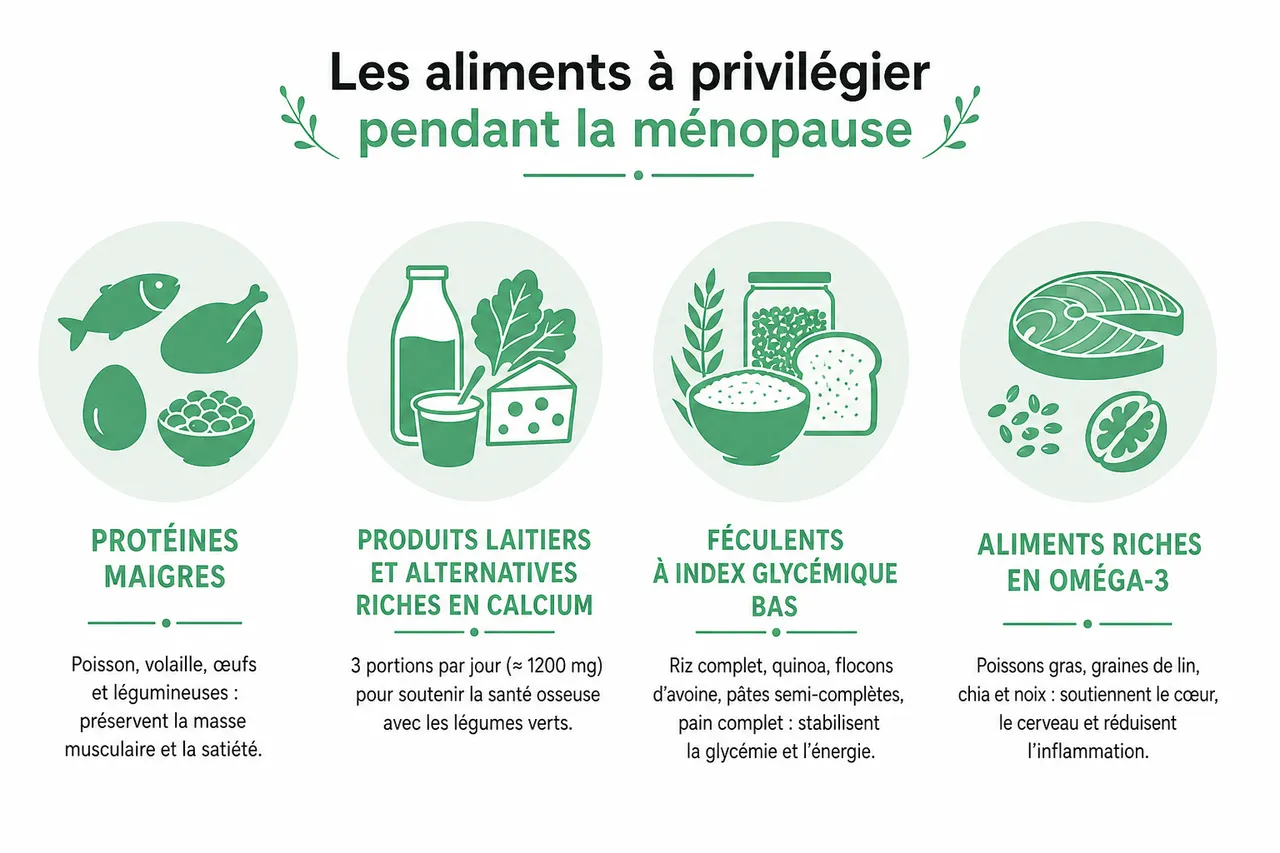 Alimentation et ménopause pour atténuer bouffées de chaleur, prise de poids et troubles du sommeil , Les aliments à privilégier et à éviter pendant la ménopause