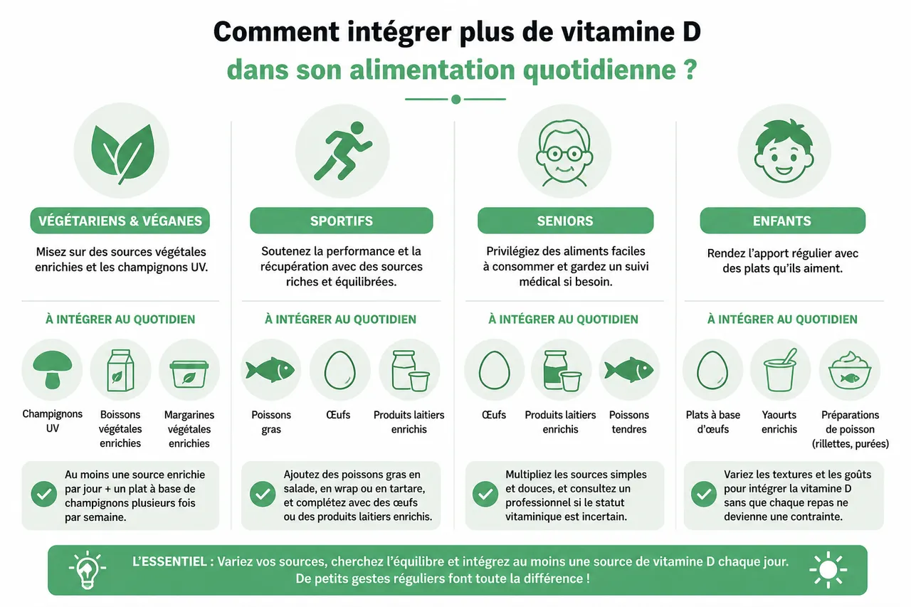 Les aliments riches en vitamine D et ceux qu’on oublie souvent , Comment intégrer plus de vitamine D dans son alimentation quotidienne?