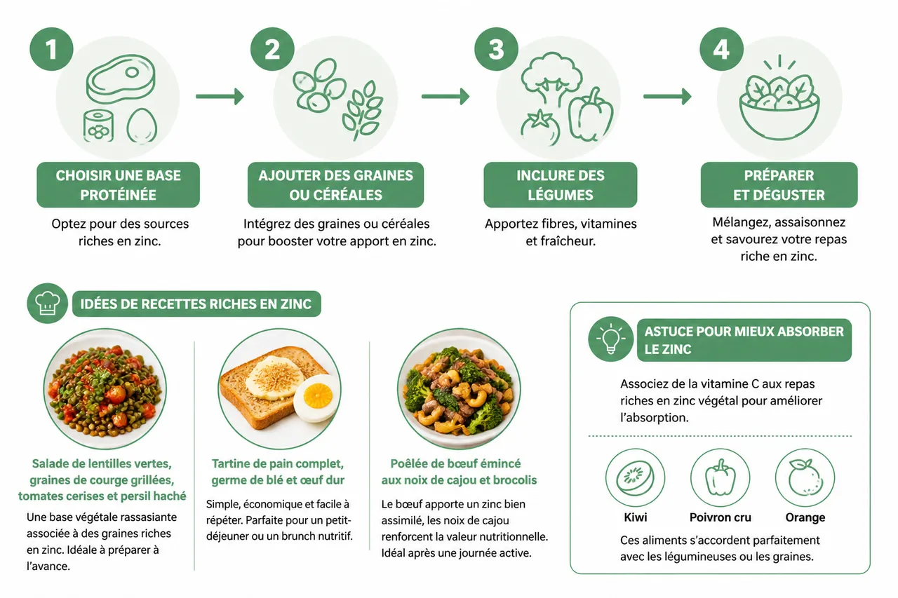 7 aliments à privilégier pour une alimentation riche en zinc , Conseils pratiques pour intégrer le zinc dans son alimentation quotidienne