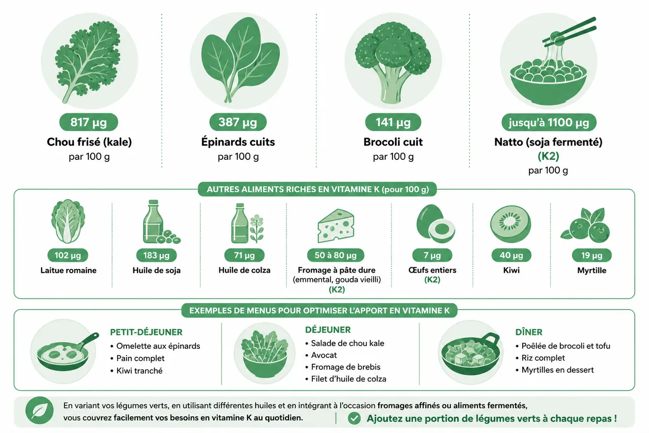Alimentation vitamine K: les repères utiles pour bien la couvrir , Quels sont les aliments riches en vitamine K?