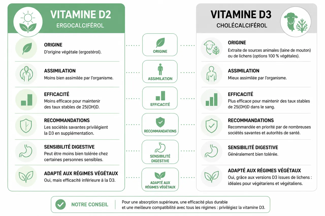 Supplément de vitamine D comment choisir la bonne forme? , Les différentes formes de suppléments de vitamine D: comment choisir?