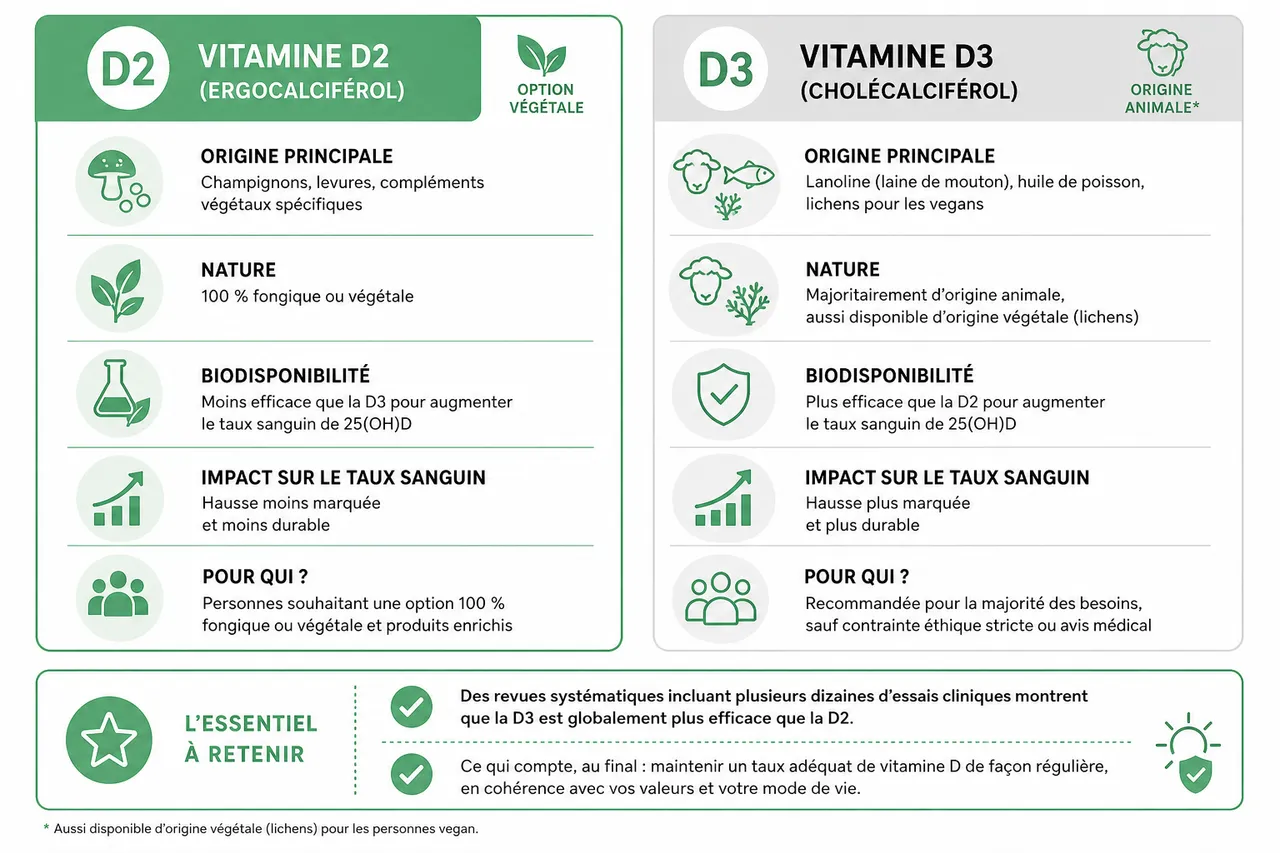 Supplément de vitamine D comment choisir la bonne forme? , Les différentes formes de suppléments de vitamine D comment choisir?