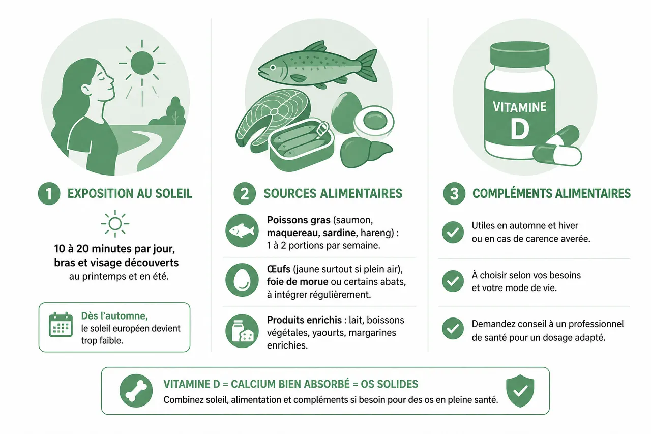 Vitamine D et os le lien que beaucoup sous-estiment , Comment maintenir un bon niveau de vitamine D pour des os solides