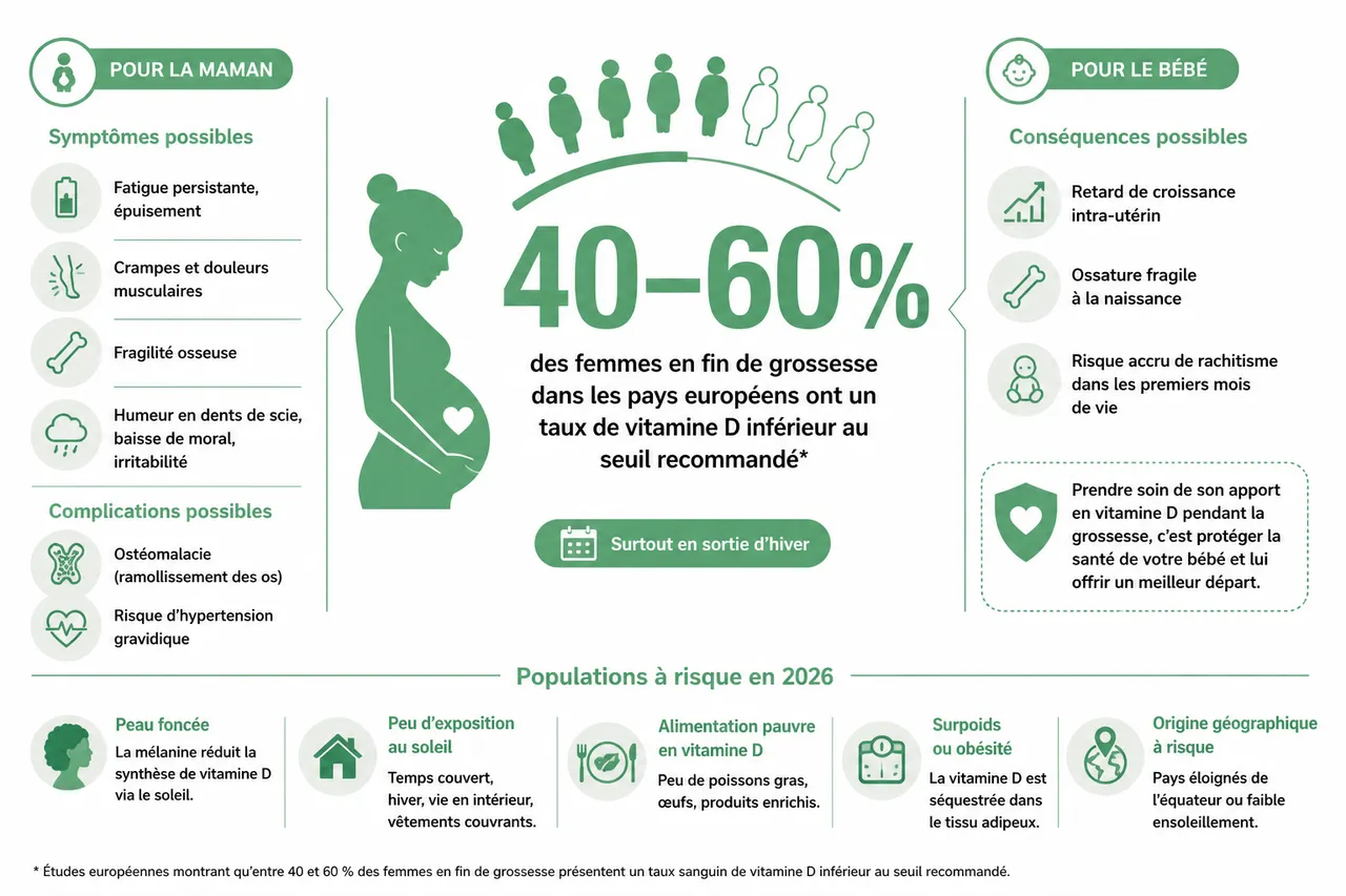 Vitamine D pendant la grossesse les précautions à connaître , Risques et conséquences d’une carence en vitamine D chez la femme enceinte