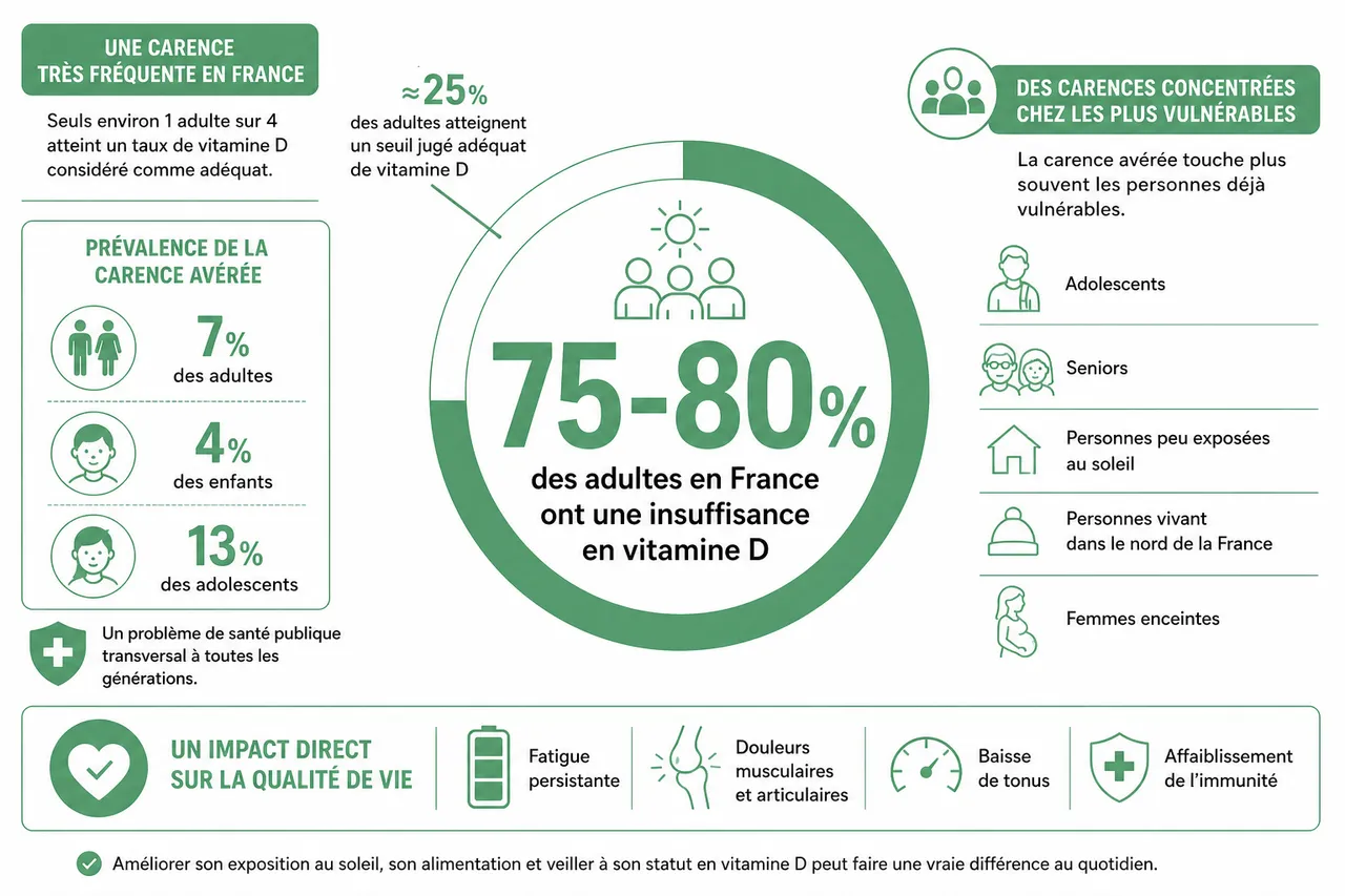 8 symptômes possibles d’une carence en vitamine D , Vitamine D et qualité de vie: ce que montrent les chiffres récents