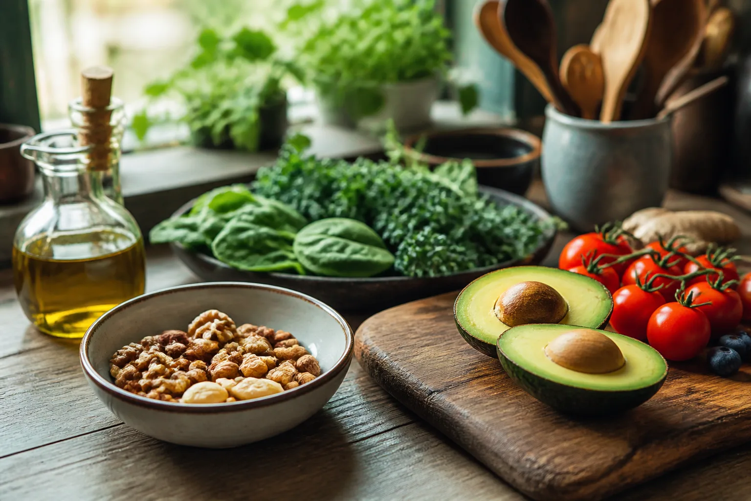 Alimentation anti-inflammatoire avec aliments sains et colorés