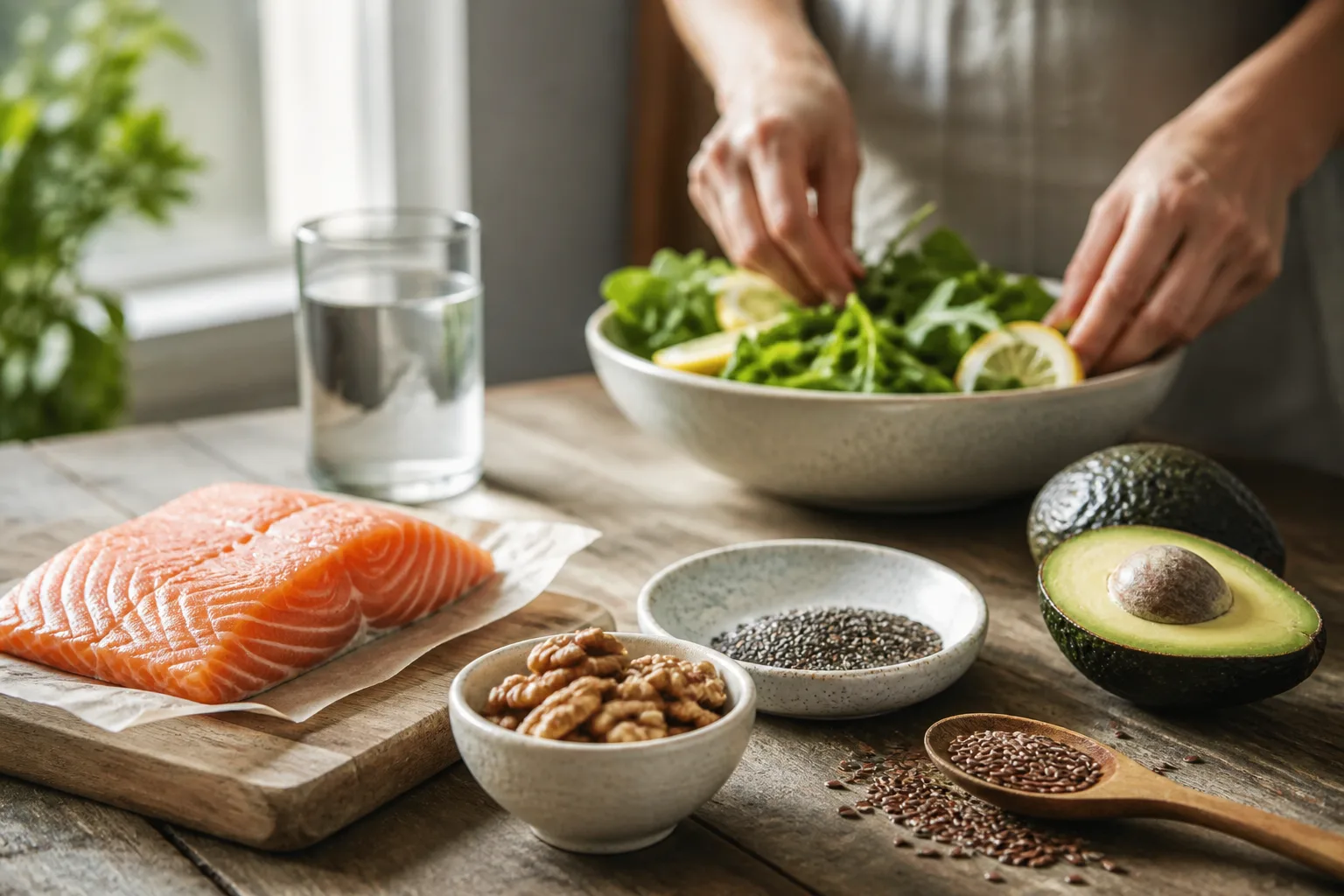 Assortiment d'aliments riches en oméga-3 pour la santé