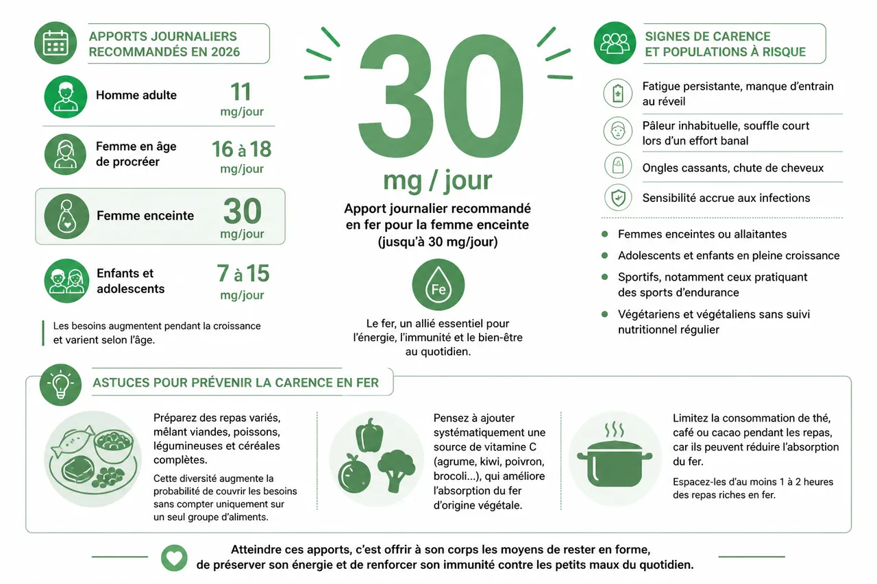 Aliments riches en fer les options à privilégier au quotidien , Besoins journaliers en fer et prévention des carences