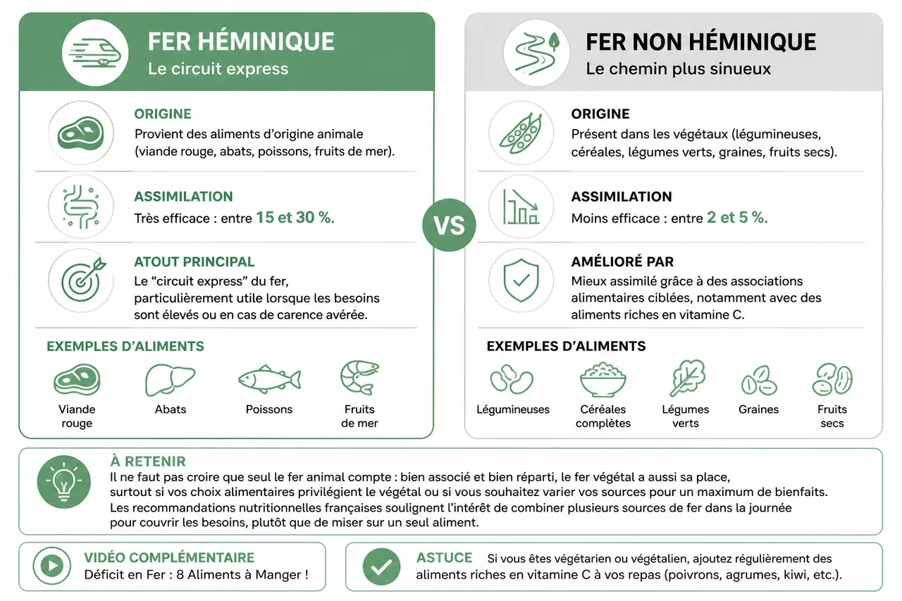 Comment composer des repas riches en fer pour renforcer votre santé , Fer héminique et fer non héminique: quelles différences?