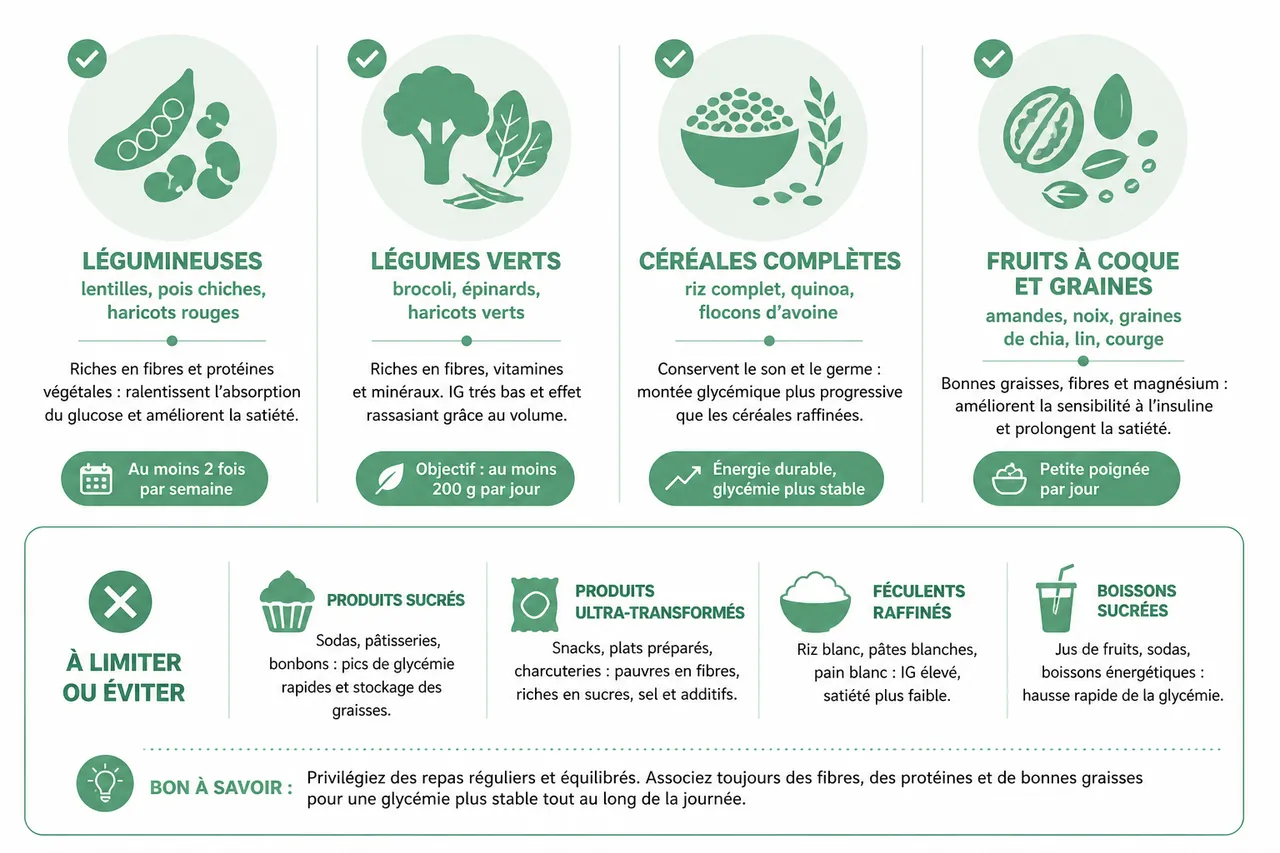 Comment maintenir une glycémie stable sans régime strict en 2026 , Quels aliments privilégier ou éviter pour une glycémie stable?