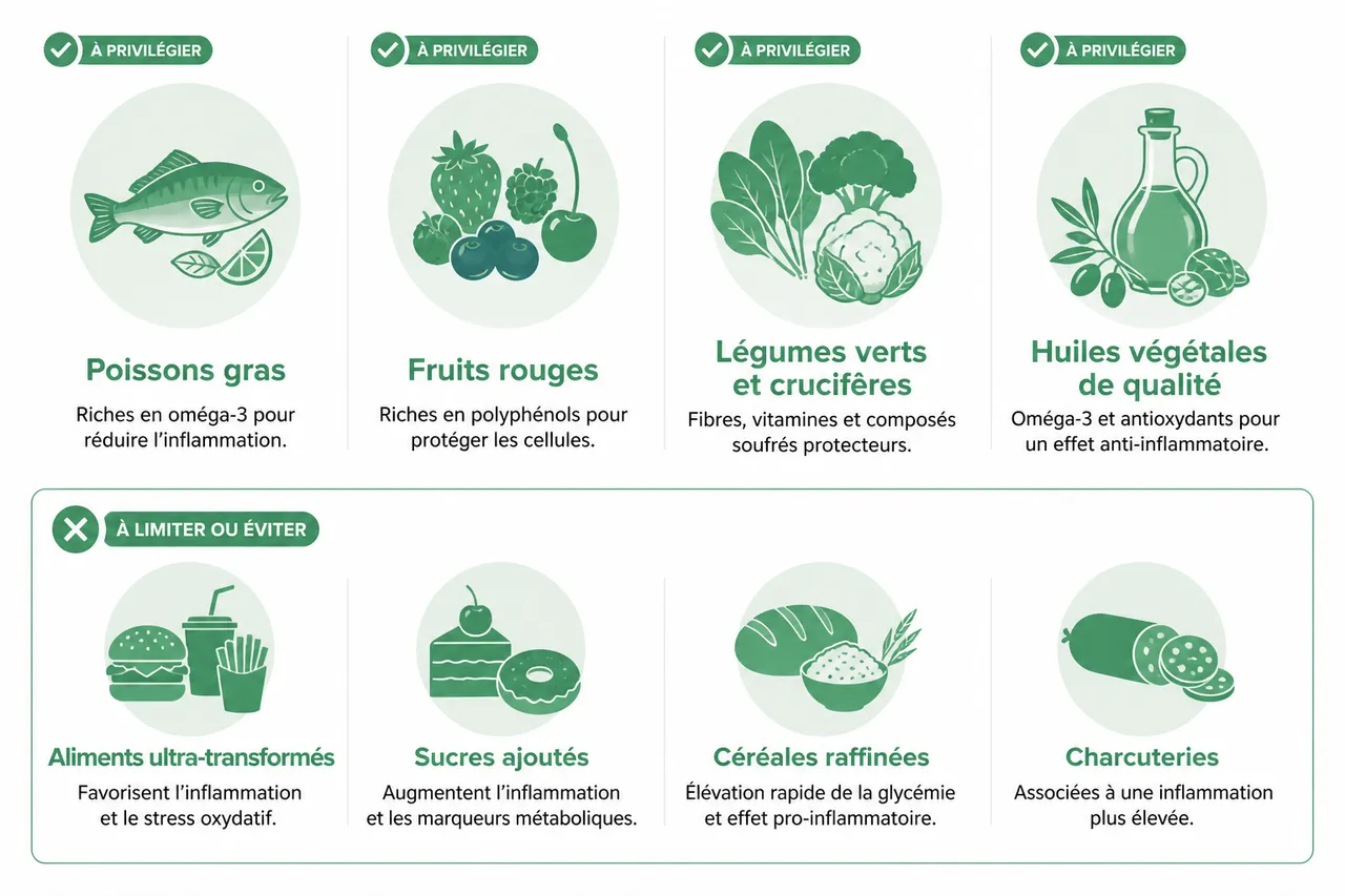 Alimentation anti-inflammatoire: conseils concrets pour réduire douleurs et inflammations , Les aliments à privilégier et à éviter pour réduire l’inflammation