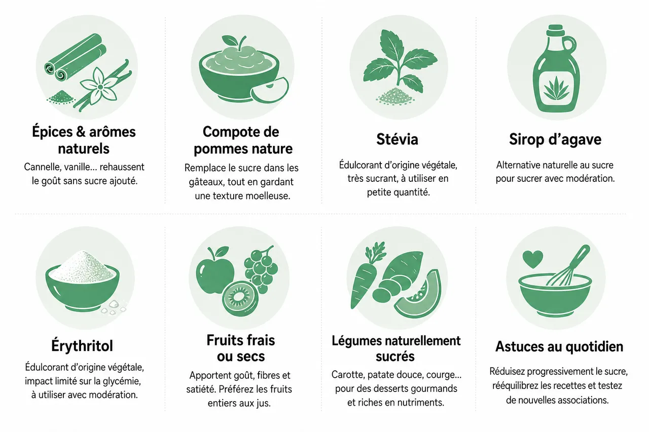 Réduire le sucre sans se priver: 7 stratégies efficaces à adopter dès cette semaine , Alternatives naturelles et astuces pour remplacer le sucre