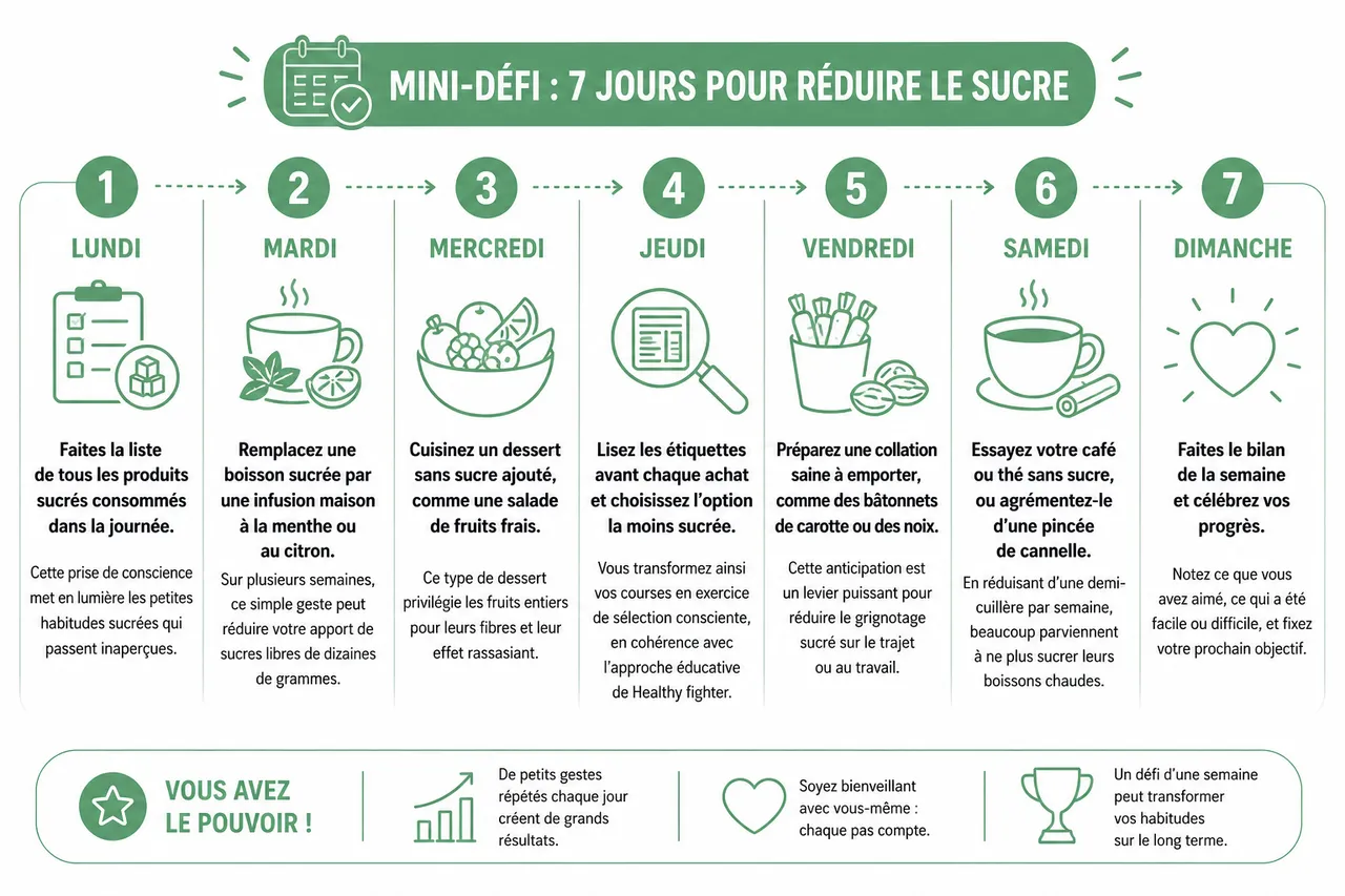 Réduire le sucre sans se priver: 7 stratégies efficaces à adopter dès cette semaine , Passer à l’action: mini-défi et motivation