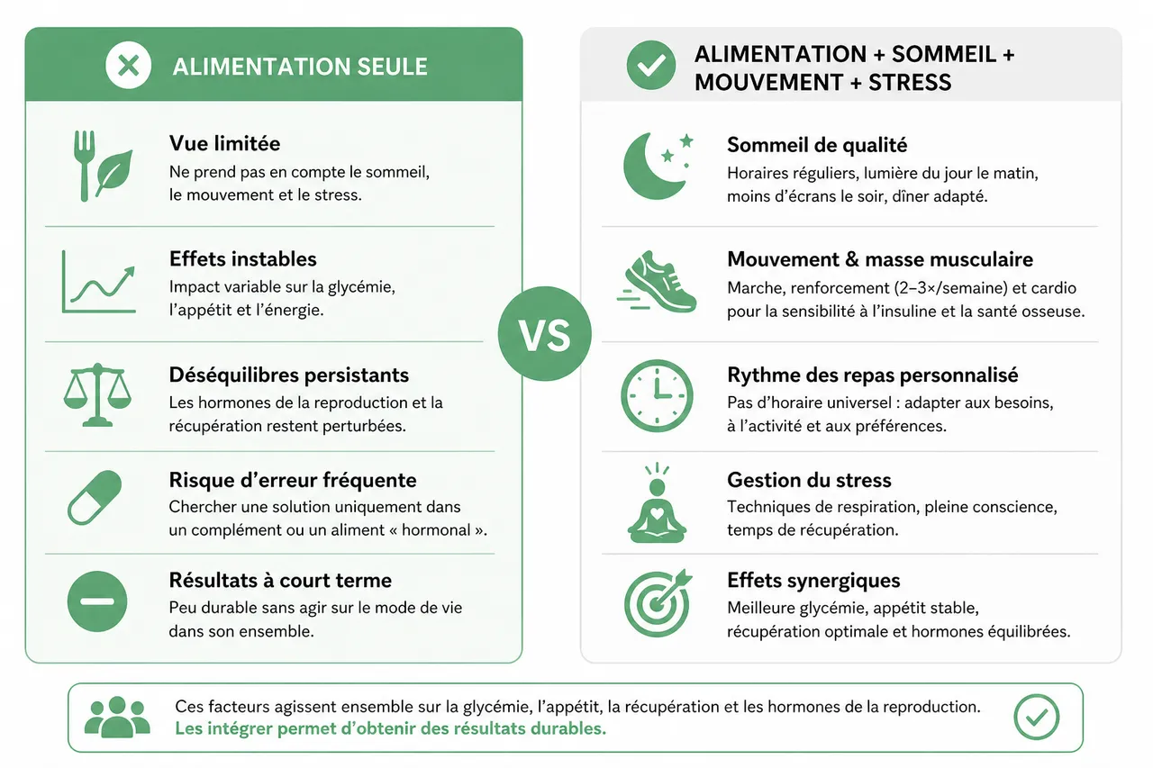Alimentation et hormones: comment équilibrer ses déséquilibres en 2026 , Les rythmes de vie qui comptent autant que l’assiette