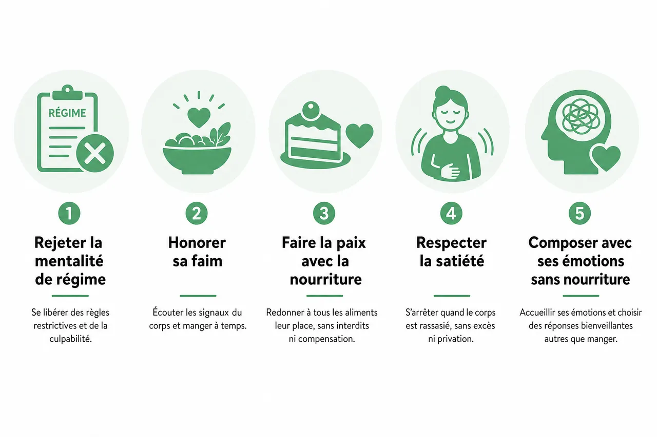 L’alimentation intuitive: principes fondamentaux pour une relation saine avec la nourriture en 2026 , Les 10 principes fondamentaux de l’alimentation intuitive