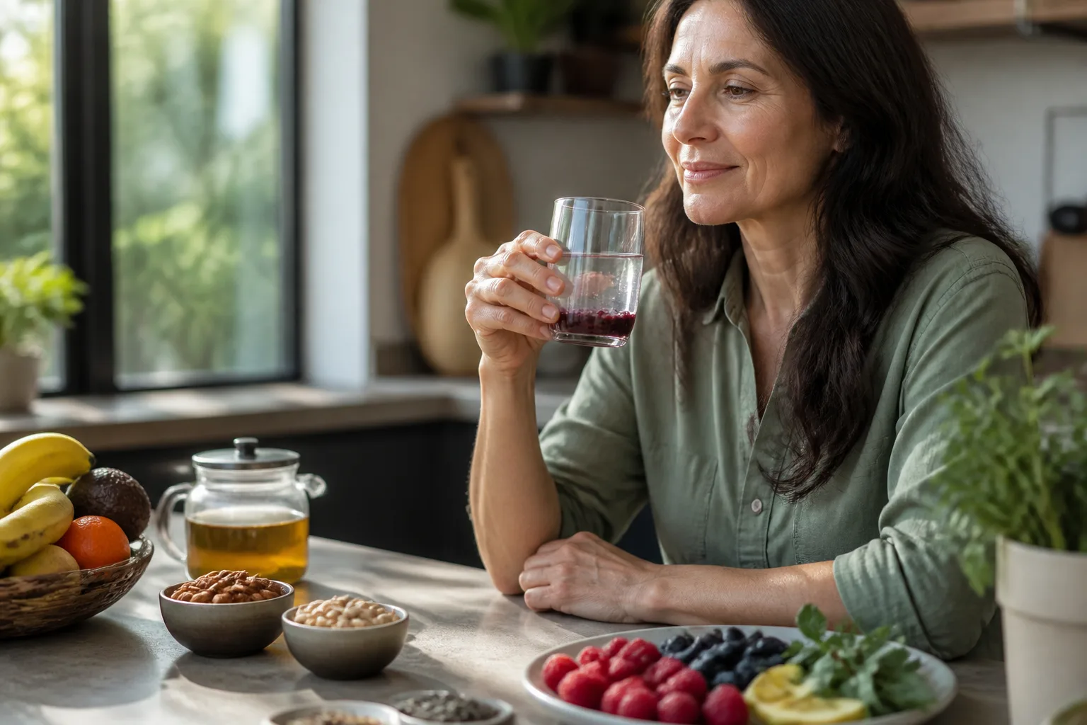 Verre d'alcool modéré avec symboles de santé et bien-être